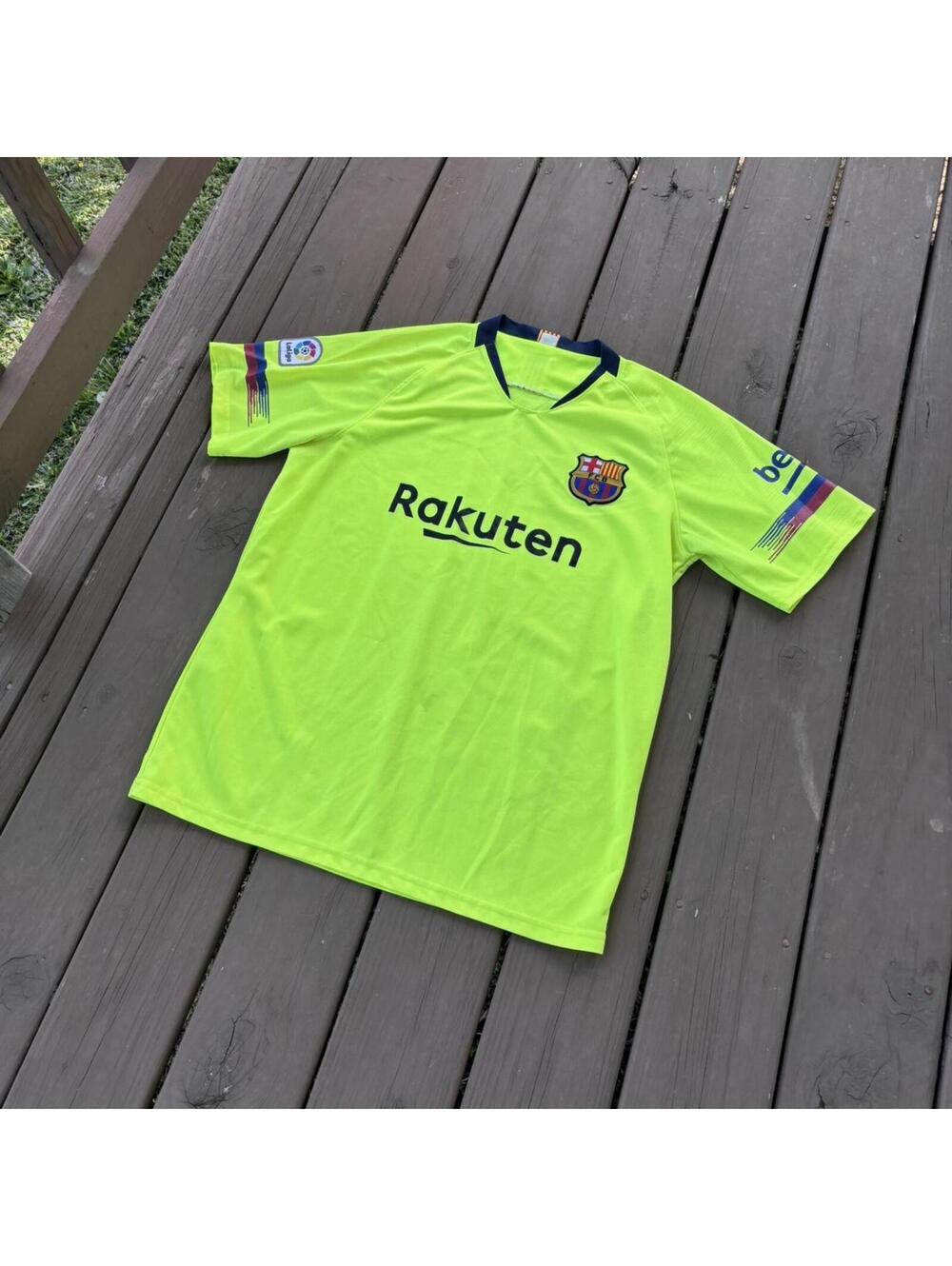 FC Barcelona Away Jersey Neon Green # 1 Rakuten UNICEF Futbol Men’s Medium 21x28